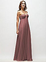 Front View Thumbnail - Rosewood Empire Waist Chiffon Halter Maxi Dress with Convertible Spaghetti Straps