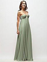 Front View Thumbnail - Sage Empire Waist Chiffon Halter Maxi Dress with Convertible Spaghetti Straps