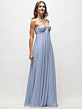 Front View Thumbnail - Sky Blue Empire Waist Chiffon Halter Maxi Dress with Convertible Spaghetti Straps