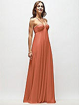 Front View Thumbnail - Terracotta Copper Empire Waist Chiffon Halter Maxi Dress with Convertible Spaghetti Straps