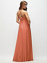 Side View Thumbnail - Terracotta Copper Empire Waist Chiffon Halter Maxi Dress with Convertible Spaghetti Straps