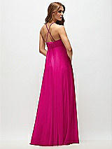 Side View Thumbnail - Think Pink Empire Waist Chiffon Halter Maxi Dress with Convertible Spaghetti Straps