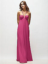 Rear View Thumbnail - Tea Rose Empire Waist Chiffon Halter Maxi Dress with Convertible Spaghetti Straps