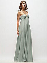 Front View Thumbnail - Willow Green Empire Waist Chiffon Halter Maxi Dress with Convertible Spaghetti Straps