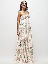 Side View Thumbnail - Blush Garden Empire Waist Floral Chiffon Halter Maxi Dress with Convertible Spaghetti Straps
