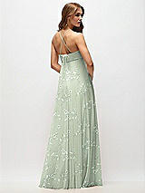 Rear View Thumbnail - Vintage Primrose Sage Empire Waist Floral Chiffon Halter Maxi Dress with Convertible Spaghetti Straps
