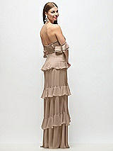 Side View Thumbnail - Topaz Off-the-Shoulder Cowl Chiffon Tiered Ruffle Maxi Dress with Convertible Ruffle Straps