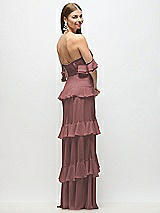 Side View Thumbnail - Rosewood Off-the-Shoulder Cowl Chiffon Tiered Ruffle Maxi Dress with Convertible Ruffle Straps