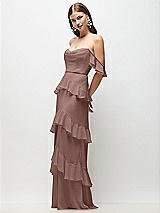 Front View Thumbnail - Sienna Off-the-Shoulder Cowl Chiffon Tiered Ruffle Maxi Dress with Convertible Ruffle Straps
