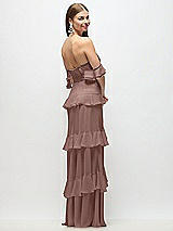 Side View Thumbnail - Sienna Off-the-Shoulder Cowl Chiffon Tiered Ruffle Maxi Dress with Convertible Ruffle Straps