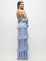 Side View Thumbnail - Sky Blue Off-the-Shoulder Cowl Chiffon Tiered Ruffle Maxi Dress with Convertible Ruffle Straps