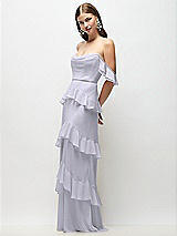 Front View Thumbnail - Silver Dove Off-the-Shoulder Cowl Chiffon Tiered Ruffle Maxi Dress with Convertible Ruffle Straps