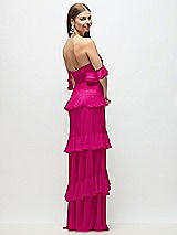 Side View Thumbnail - Think Pink Off-the-Shoulder Cowl Chiffon Tiered Ruffle Maxi Dress with Convertible Ruffle Straps