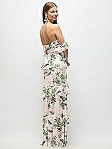Rear View Thumbnail - Palm Beach Print Off-the-Shoulder Cowl Floral Chiffon Tiered Ruffle Maxi Dress with Convertible Ruffle Straps