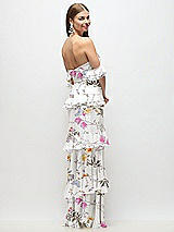 Rear View Thumbnail - Butterfly Botanica Ivory Off-the-Shoulder Cowl Floral Chiffon Tiered Ruffle Maxi Dress with Convertible Ruffle Straps