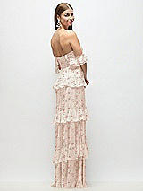 Rear View Thumbnail - Coquette Floral Print Off-the-Shoulder Cowl Floral Chiffon Tiered Ruffle Maxi Dress with Convertible Ruffle Straps