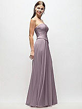 Side View Thumbnail - Lilac Dusk Strapless Chiffon Maxi Dress with Asymmetrical Ruched Drop Waist