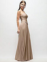 Side View Thumbnail - Topaz Strapless Chiffon Maxi Dress with Asymmetrical Ruched Drop Waist