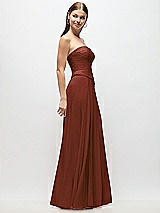 Side View Thumbnail - Auburn Moon Strapless Chiffon Maxi Dress with Asymmetrical Ruched Drop Waist
