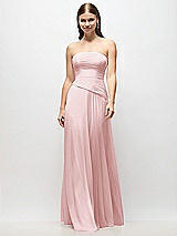 Front View Thumbnail - Ballet Pink Strapless Chiffon Maxi Dress with Asymmetrical Ruched Drop Waist