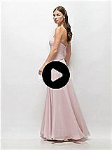 Video 1 Thumbnail - Cashmere Gray Strapless Chiffon Maxi Dress with Asymmetrical Ruched Drop Waist