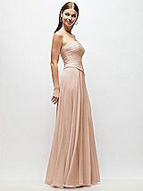Side View Thumbnail - Cameo Strapless Chiffon Maxi Dress with Asymmetrical Ruched Drop Waist