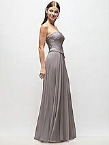 Side View Thumbnail - Cashmere Gray Strapless Chiffon Maxi Dress with Asymmetrical Ruched Drop Waist