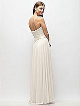 Rear View Thumbnail - Ivory Strapless Chiffon Maxi Dress with Asymmetrical Ruched Drop Waist