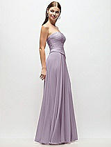 Side View Thumbnail - Lilac Haze Strapless Chiffon Maxi Dress with Asymmetrical Ruched Drop Waist