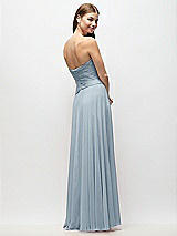 Rear View Thumbnail - Mist Strapless Chiffon Maxi Dress with Asymmetrical Ruched Drop Waist