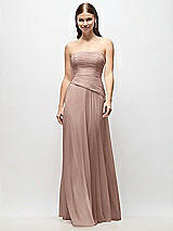 Front View Thumbnail - Neu Nude Strapless Chiffon Maxi Dress with Asymmetrical Ruched Drop Waist