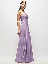 Side View Thumbnail - Pale Purple Strapless Chiffon Maxi Dress with Asymmetrical Ruched Drop Waist