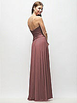 Rear View Thumbnail - Rosewood Strapless Chiffon Maxi Dress with Asymmetrical Ruched Drop Waist