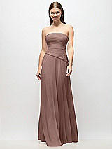 Front View Thumbnail - Sienna Strapless Chiffon Maxi Dress with Asymmetrical Ruched Drop Waist