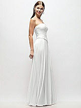 Side View Thumbnail - White Strapless Chiffon Maxi Dress with Asymmetrical Ruched Drop Waist