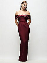Front View Thumbnail - Cabernet Off-the-Shoulder Crepe Column Maxi Dress with Bow-Pinch Detail