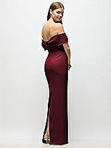 Rear View Thumbnail - Cabernet Off-the-Shoulder Crepe Column Maxi Dress with Bow-Pinch Detail