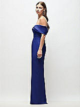 Side View Thumbnail - Cobalt Blue Off-the-Shoulder Crepe Column Maxi Dress with Bow-Pinch Detail