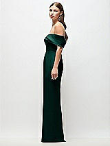 Side View Thumbnail - Evergreen Off-the-Shoulder Crepe Column Maxi Dress with Bow-Pinch Detail