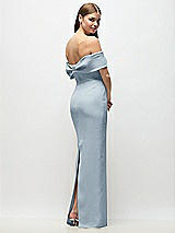 Rear View Thumbnail - Mist Off-the-Shoulder Crepe Column Maxi Dress with Bow-Pinch Detail