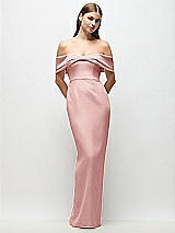 Front View Thumbnail - Rose Off-the-Shoulder Crepe Column Maxi Dress with Bow-Pinch Detail
