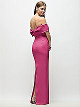 Rear View Thumbnail - Tea Rose Off-the-Shoulder Crepe Column Maxi Dress with Bow-Pinch Detail
