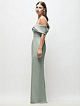 Side View Thumbnail - Willow Green Off-the-Shoulder Crepe Column Maxi Dress with Bow-Pinch Detail