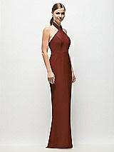 Side View Thumbnail - Auburn Moon Criss-Cross Halter Open-Back Crepe Column Maxi Dress