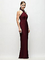 Side View Thumbnail - Cabernet Criss-Cross Halter Open-Back Crepe Column Maxi Dress