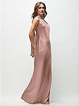 Side View Thumbnail - Neu Nude Draped Scarf Halter Open-Back Stretch Satin Bias Maxi Dress with Adjustable Straps