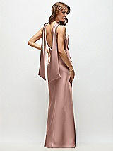 Rear View Thumbnail - Neu Nude Draped Scarf Halter Open-Back Stretch Satin Bias Maxi Dress with Adjustable Straps