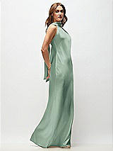 Side View Thumbnail - Seagrass Draped Scarf Halter Open-Back Stretch Satin Bias Maxi Dress with Adjustable Straps
