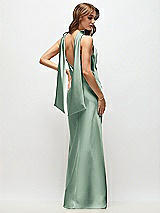 Rear View Thumbnail - Seagrass Draped Scarf Halter Open-Back Stretch Satin Bias Maxi Dress with Adjustable Straps