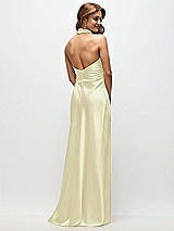 Rear View Thumbnail - Butter Yellow High Cowl Neck Open-Back Stretch Satin Bias Maxi Dress